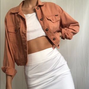 ✰ cropped coral denim jacket ✰